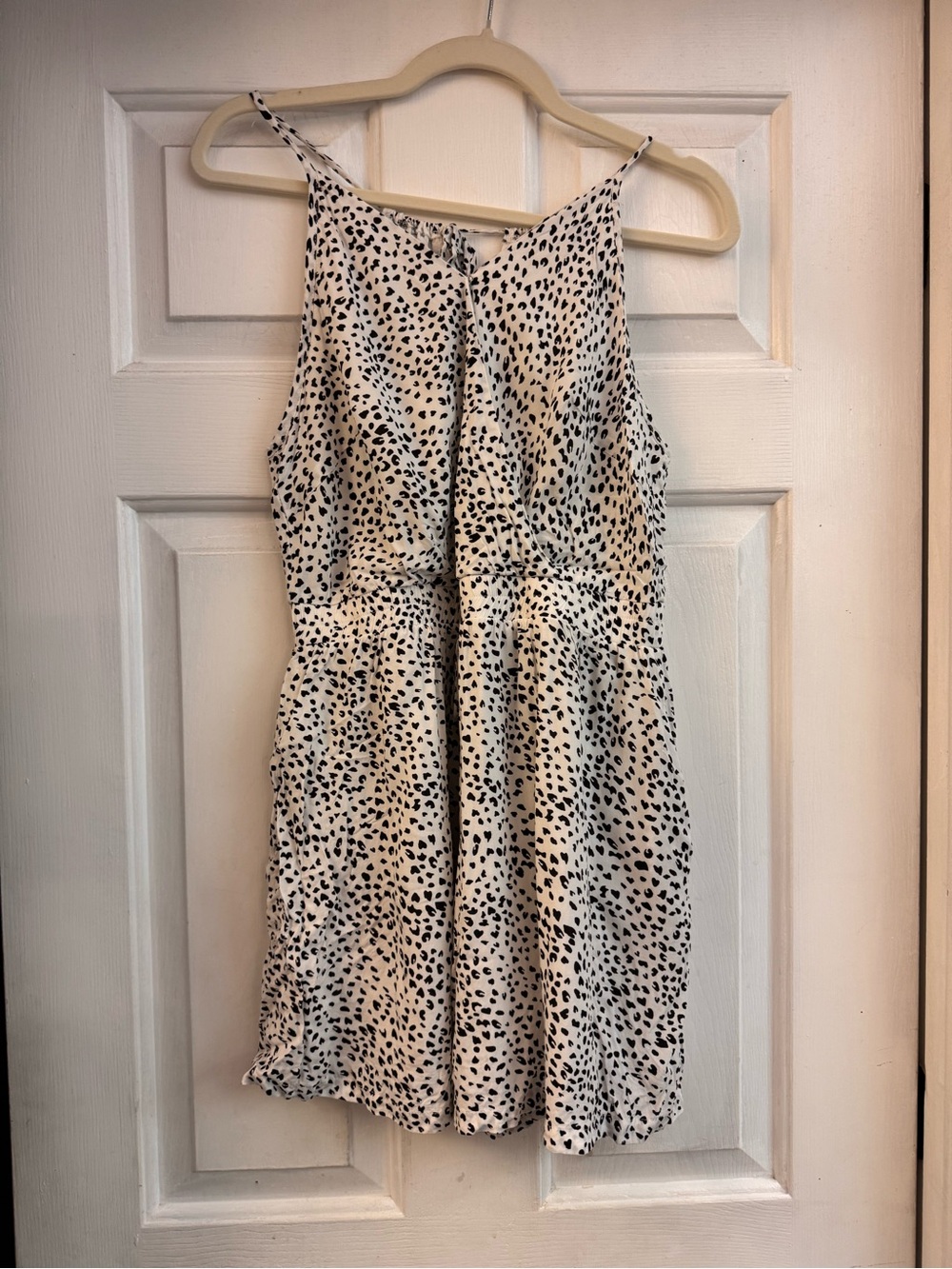Spotted Sleeveless Mini Dress in White and Black